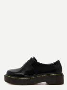 Romwe Black Patent Leather Round Toe Rubber Soled Shoes