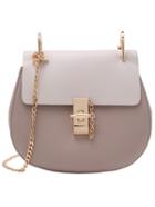 Romwe Contrast Faux Leather Chain Saddle Bag - Grey