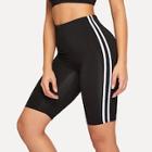 Romwe Contrast Taped Side Cycling Shorts