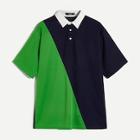 Romwe Guys Contrast Collar Color Block Polo Shirt