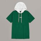Romwe Guys Letter Print Contrast Hood T-shirt