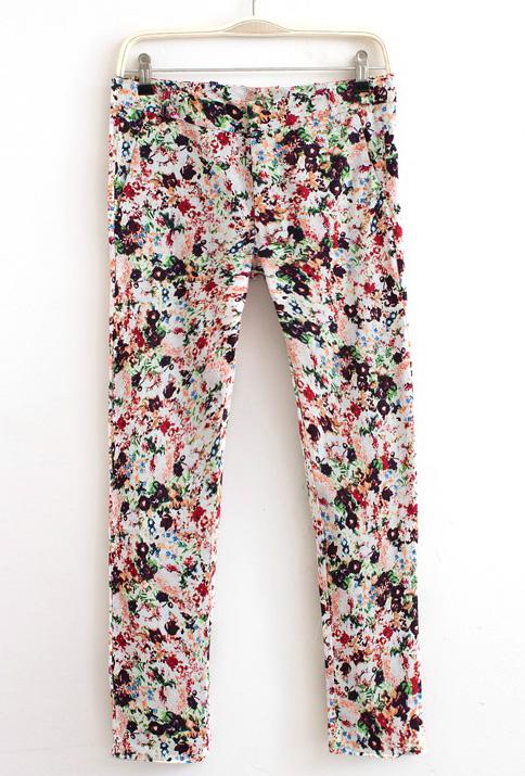 Romwe Floral Pockets Slim Black Pant