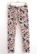 Romwe Floral Pockets Slim Black Pant