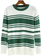 Romwe Striped Color-block Loose Sweater