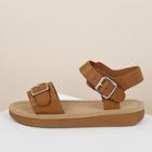 Romwe Single Band Buckled Ankle Low Flatform Sandals