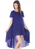 Romwe High Low Loose Blue Dress