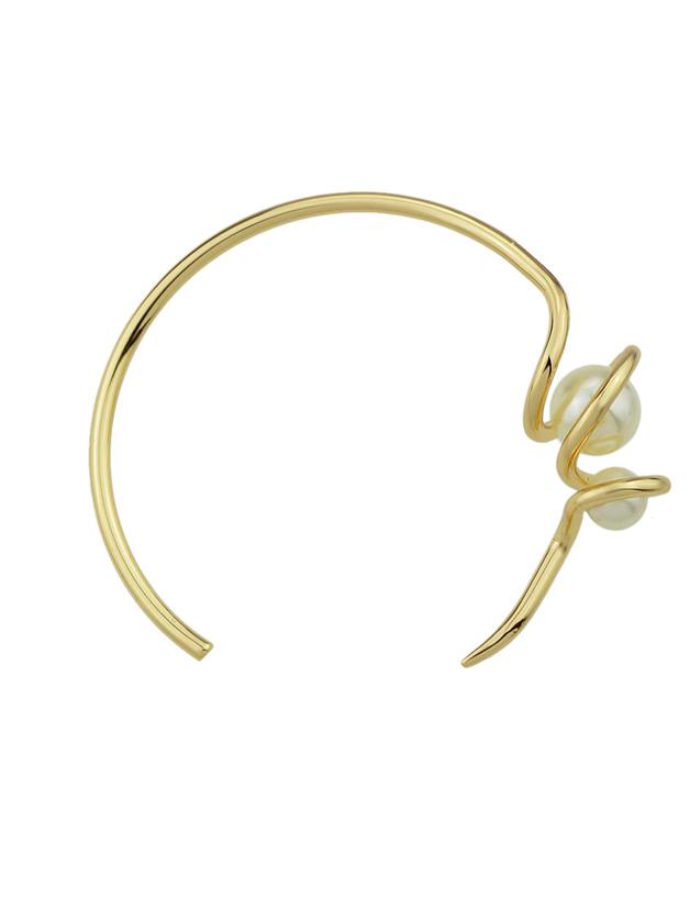Romwe Simulated-pearl Geometric Open Cuff Bracelets