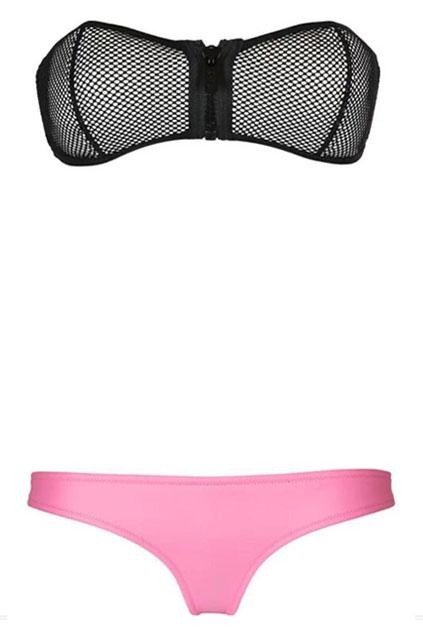 Romwe Romwe Hollow Panel Zippered Sexy Bikini