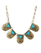 Romwe Gold Plated Turquoise Statement Necklace