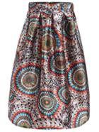 Romwe Circle Print Flare Skirt