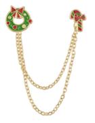 Romwe Gold Plated Chain Christmas Brooch