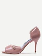 Romwe Pink Block Stiletto Mule Heels