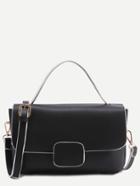 Romwe Black Faux Leather Messenger Bag With Strap