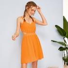 Romwe Neon Orange Zip Back Peekaboo Cami Dress