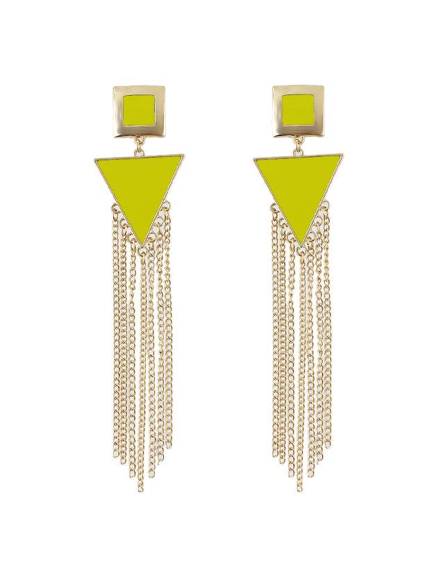 Romwe Yellow Long Tassel Earrings Brincos