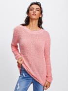 Romwe Round Neck Fuzzy Knit Jumper