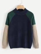 Romwe Raglan Sleeve Color Block Sweater