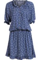 Romwe Blue Ruffle Collar Vintage Floral Dress