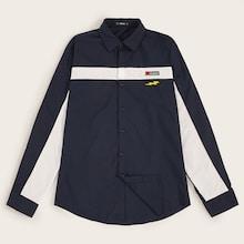 Romwe Guys Patch Detail Two Tone Shirt