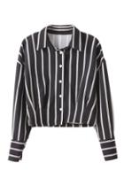 Romwe Buttoned Retro Black Striped Shirt