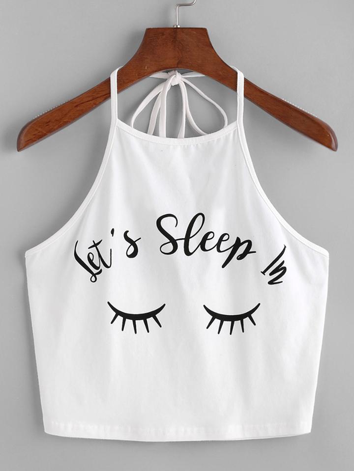 Romwe Let's Sleep In Halter Top