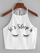 Romwe Let's Sleep In Halter Top