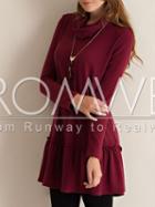 Romwe Burgundy Long Sleeve Ruffle Dress