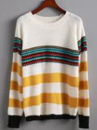Romwe Multicolor Raglan Sleeve Striped Sweater