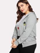 Romwe Pineapple Embroidered Zip Up Hooded Jacket