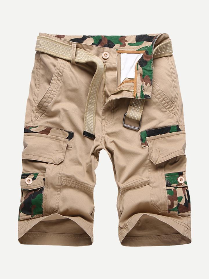 Romwe Men Camo Print Cargo Short