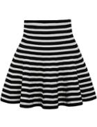 Romwe Striped Ruffle Black And White Skirt
