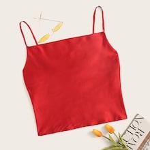 Romwe Solid Satin Cami Top
