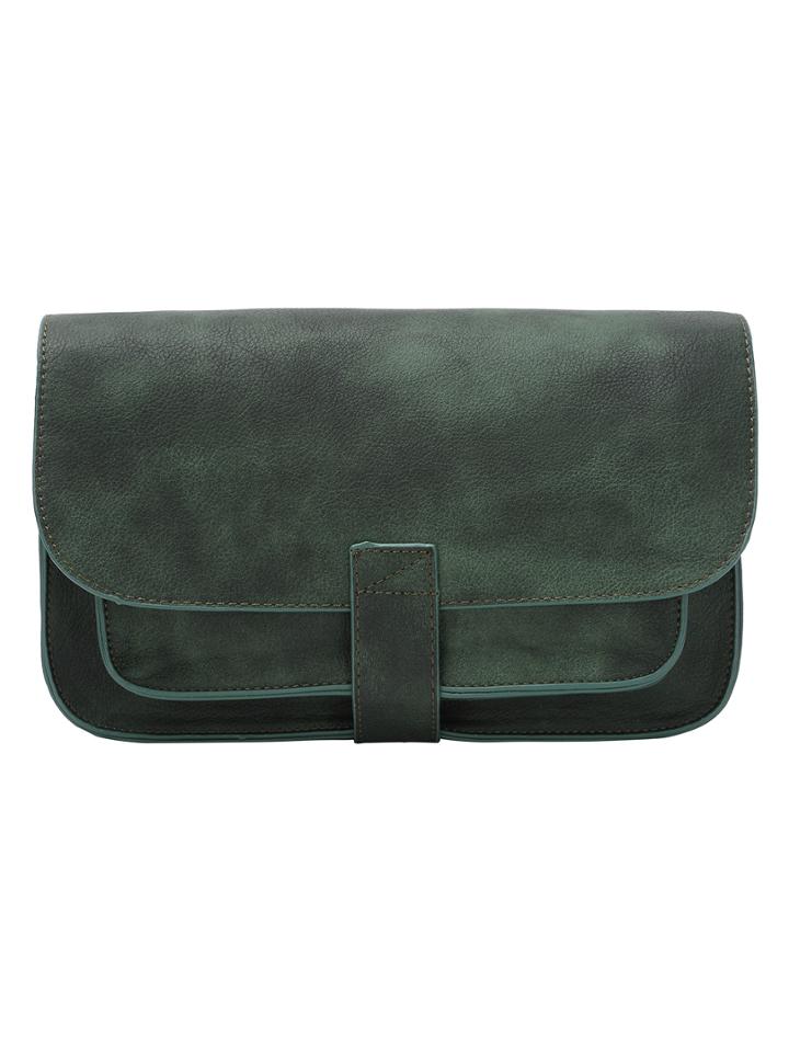 Romwe Snap Buttoned Flap Ditressed Green Shoulder Bag