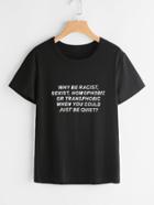 Romwe Sentence Print T-shirt
