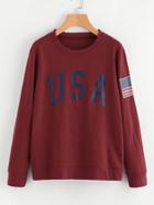 Romwe American Flag Print Sweatshirt