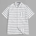 Romwe Guys Pocket Patched Buttoned Stripe Shirt