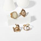 Romwe Contrast Stone Ring Set 4pcs