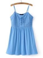 Romwe Contrast Lace Cami Dress With Lace Up Detail