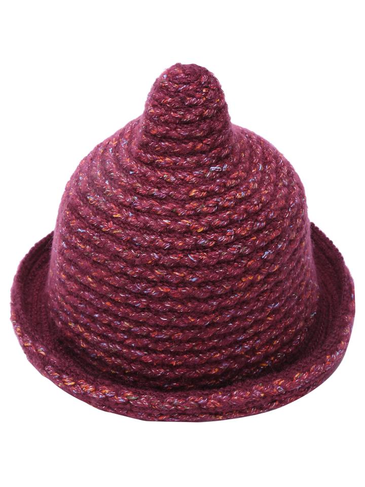 Romwe Burgundy Ribbed Knit Textured Bowler Hat