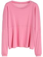 Romwe Pink Dropped Shoulder Seam T-shirt