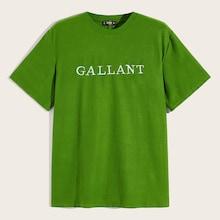 Romwe Guys Embroidered Letter Tee