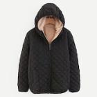 Romwe Shearling Lined Quilted Hooded Jacket