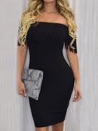 Romwe Off The Shoulder Fringe Tight Dress