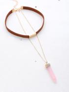 Romwe Hexagonal Column Pendant With Choker