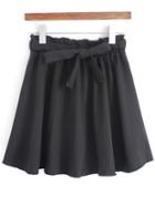 Romwe Elastic Waist With Bow Black Skirt