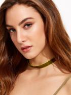 Romwe Green Velvet Slim Choker Necklace