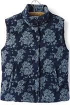 Romwe Blue Denim Floral Cotton Vest