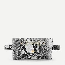 Romwe Metal Detail Snakeskin Pattern Bum Bag