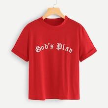 Romwe Roll Up Sleeve Letter Tee