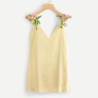 Romwe Flower Appliques Strap Dress